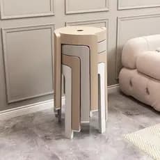 Novo banco de plástico engrossado doméstico empilhável redondo fezes Nordic jantar simples influenciador moda moinho de