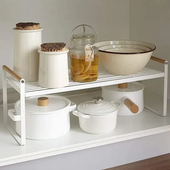 [] Prateleira de cozinha Cozinha Ferro Rack de armazenamento de micro-ondas Rack de panelas domésticas