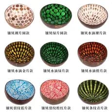 Tigela de casca de coco pintada com concha, características incrustadas, estilo étnico, tigela de armazenamento para dec