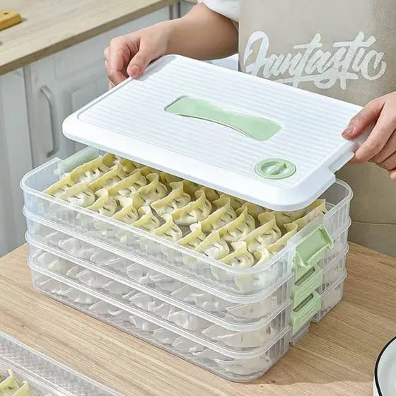 Caixa de armazenamento de geladeira doméstica Multi-camada selada bolinho Freezer caixa cozinha grau alimentício geladei