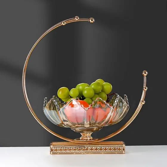 Prato de frutas de vidro de luxo com luz europeia Nordic Household Sala de estar Mesa de centro Luz criativa Lanches de