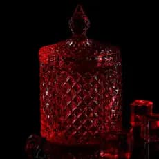 Frasco de doces de vidro com padrão de diamante brilhante Jarra cilíndrica Jarra de doces de cristal Vela perfumada Fras