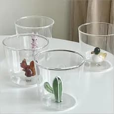 Novo estilo forma tridimensional alto borosilicato vidro transparente única camada dos desenhos animados Animal verão su