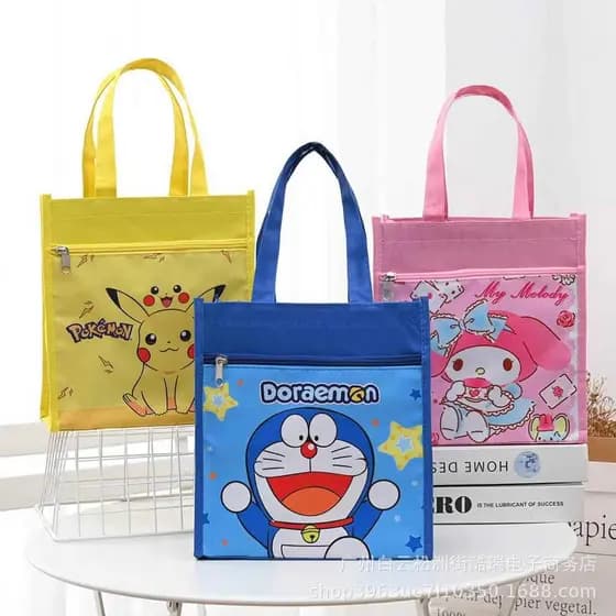 Lancheira espessada de desenho animado, bolsa de almoço para estudantes, bolsa quadrada para mamãe, lancheira de grande