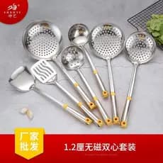 Colher de sopa não magnética de aço inoxidável, coador, cabo longo, colher de cozinha, Kit de espátula, cozinha doméstic