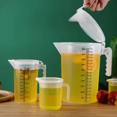 Copo de medição de plástico com tampa copo pp grande capacidade 5 litros com escala 2L5L resistente a altas temperaturas