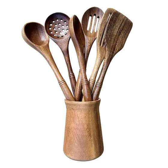 Espátula de fritura de teca cozinha antiaderente Pan dreno espátula utensílios de cozinha de madeira resistente a altas