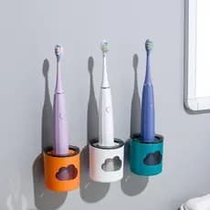 Suporte de escova de dentes elétrica montado na parede, prateleira sem perfuração, dreno de vaso sanitário, escova de de