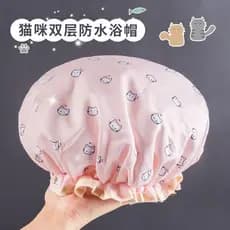 Touca de banho à prova d'água de camada dupla, touca de banho para mulheres adultas, cozinha, à prova de fumaça, touca d