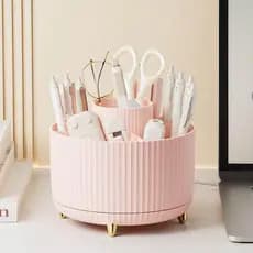 Desktop rotativo pincel de maquiagem tubo de armazenamento prateleira cosmética cômoda sombra escova batom caixa caneta