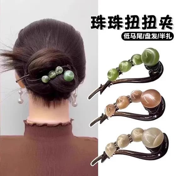High-End strass contas uma palavra torção clipe 2025 novo estilo bobina grampo de cabelo volta cabeça Volume do cabelo m