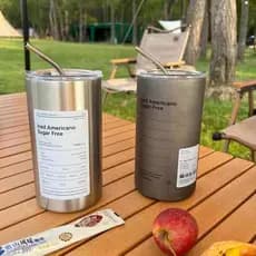 Copo de café americano gelado de aço inoxidável, camada dupla a vácuo de aço inoxidável com copo de palha, Latte, copo t