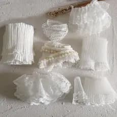 12cm de largura renda espessada Chiffon dupla camada plissada punhos boneca saia longa bainha acessórios de renda