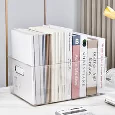 Transparente transparente caixa de armazenamento de livros arrumado livro estante caixa de armazenamento Desktop criança