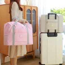Bolsa de viagem de grande capacidade feminina dobrável bagagem espera saco de armazenamento portátil simples etiqueta re