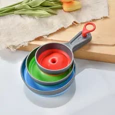 Novo estilo pronto estoque boca larga boca fina funil de plástico dobrável conjunto de três peças funil de geléia dreno