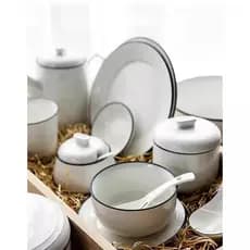 Yuntang cerâmica utensílios de mesa estilo nórdico simples casa tigela arroz tigela sopa macarrão prato colher em massa