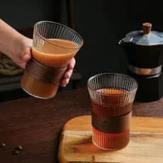 Copo de vidro doméstico estilo americano pendurado copo de orelha xícara de café Latte estilo japonês xícara de chá copo