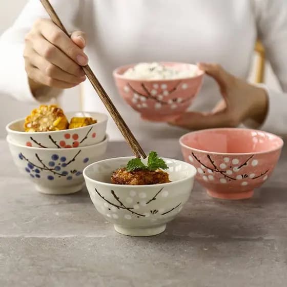 Talheres de porcelana de floco de neve estilo japonês Tigela de arroz de cerâmica doméstica Tigela de macarrão Tigela de