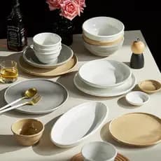 Caramelo Underglaze cor casa novo estilo cerâmica talheres tigelas pratos vegetais cerâmica arroz tigelas sopa peixe