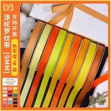Ya Ming Fita 3 Pontos Fita Com Nervuras 9mm Embrulho de Presente Bowknot Laranja Amarelo Fita Rosca Acessórios de Roupas