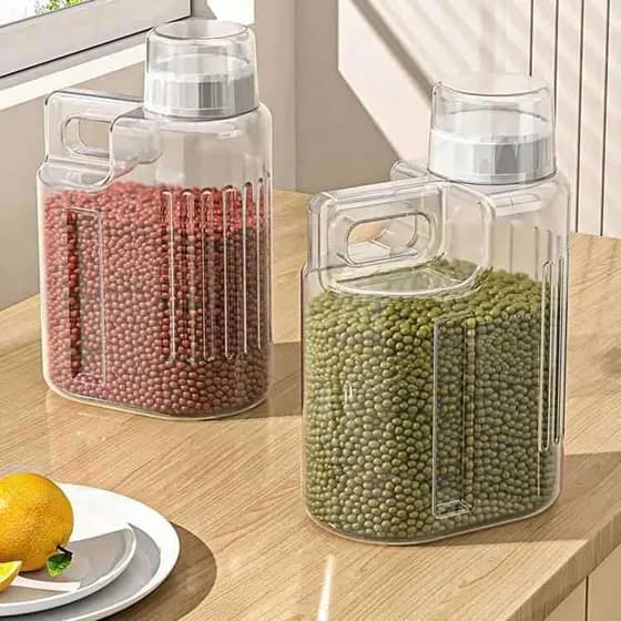 Frete grátis cozinha balde de arroz transparente doméstico grande capacidade grão integral selado fivela dupla à prova d