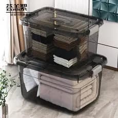 Caixa de armazenamento transparente com tampa caixa de armazenamento de roupas lanche caixa de brinquedo organizador de