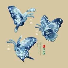 Adesivos de pano bordados estilo chinês simétrico fresco simples elegante borboleta tamanho pequeno roupas decoração bur