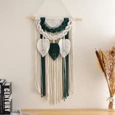 Criativo único folha verde escuro borla tapeçaria ouro tecido folha decoração tapeçaria artesanato quarto ornamentos