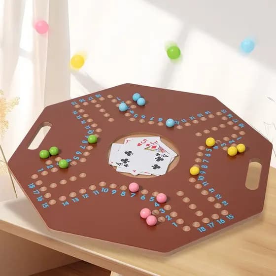 Jogo de cartas árabe, jogo de tabuleiro Jackaroo dois em um, jogo de tabuleiro de xadrez voador, brinquedo de madeira pa