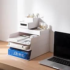 Japonês simples escritório Desktop arquivo caixa de armazenamento tipo gaveta plástico empilhável A4 pasta de papel orga