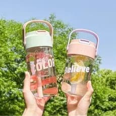 Fechaduras de verão copo de palha alça esportes copo de alto valor flor xícara de chá separação de água menina frutas xí
