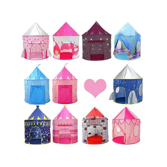 Tenda de brincar de castelo infantil em estoque pronto, dobrável, interna e externa, cerca para bebês, piscina de bolinh