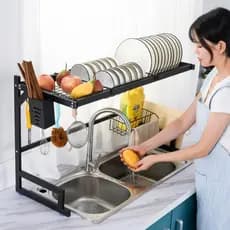 Pia da cozinha prateleira prato dreno rack de lavar louça pia vegetal pratos multifuncional rack armazenamento bancada