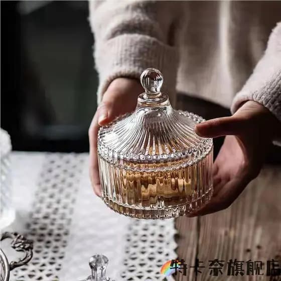 Novo estilo europeu criativo frasco de doces de vidro transparente frasco de armazenamento com tampa tigela de frutas ca
