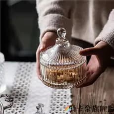 Novo estilo europeu criativo frasco de doces de vidro transparente frasco de armazenamento com tampa tigela de frutas ca