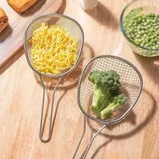 Vendas diretas da fábrica 304 coador de aço inoxidável colher de macarrão fritar rede de drenagem de água filtro de frit
