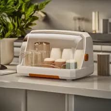 Anti-poeira Desktop copo Rack de armazenamento suporte de copo de água armário prateleira conjunto de chá caneca de café