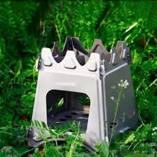 Fogão a lenha para acampamento ao ar livre, suprimentos para piquenique, tipo cartão de titânio puro, destacável, portát