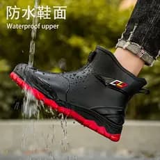 Botas de chuva masculinas curto tubo médio impermeável botas de água de sola grossa ao ar livre montanhismo acampamento