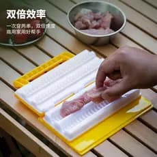Máquina de rosqueamento de carne para churrasco, espetos de cordeiro, fileira dupla, Manual, rosqueamento de carne, ferr