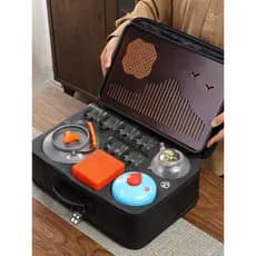 Conjunto de chá de vidro para carro, acampamento ao ar livre, fogão de acampamento, chá, portátil, viagem, conjunto de c