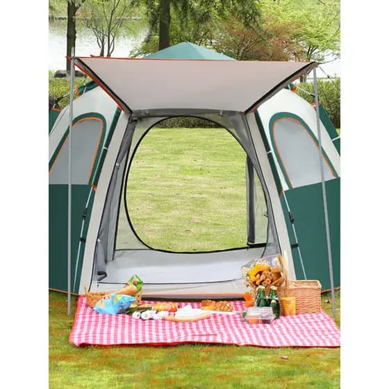 Tenda ao ar livre dobrável automática à prova de chuva Hexagonal tenda espessada à prova de chuva equipamento acampament