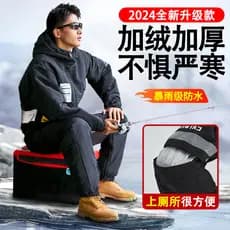 Inverno pesca jaqueta à prova de frio de uma peça masculina inverno velo-velo quente para baixo jaqueta impermeável pesc