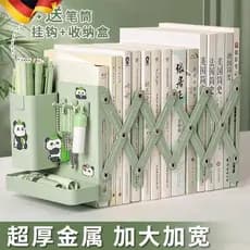 Estante de mesa retrátil estante de armazenamento de livros com suporte para caneta clipe de livro suporte fixo para liv