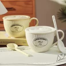 Copo de café da manhã de cerâmica de grande capacidade caneca leite aveia xícara de café copo doméstico microondas aquec