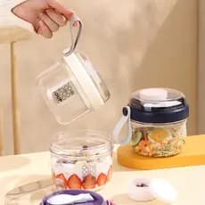 Copo de café da manhã de aveia com tampa colher copo de iogurte copo de leite portátil micro-ondas copo de salada de fru