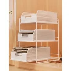 Cesta de armazenamento de guarda-roupa doméstico quarto vestiário armário interior arrumado rack de armazenamento multif