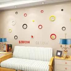 Simples moderno criativo redondo sala de estar quarto TV fundo adesivos de parede 3D de madeira tridimensional decorativ