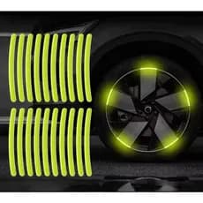 20 Adesivos Refletivos De Listras Decorativas, P/ Rodas De Carro/Moto Aviso De Segurança Noturna
